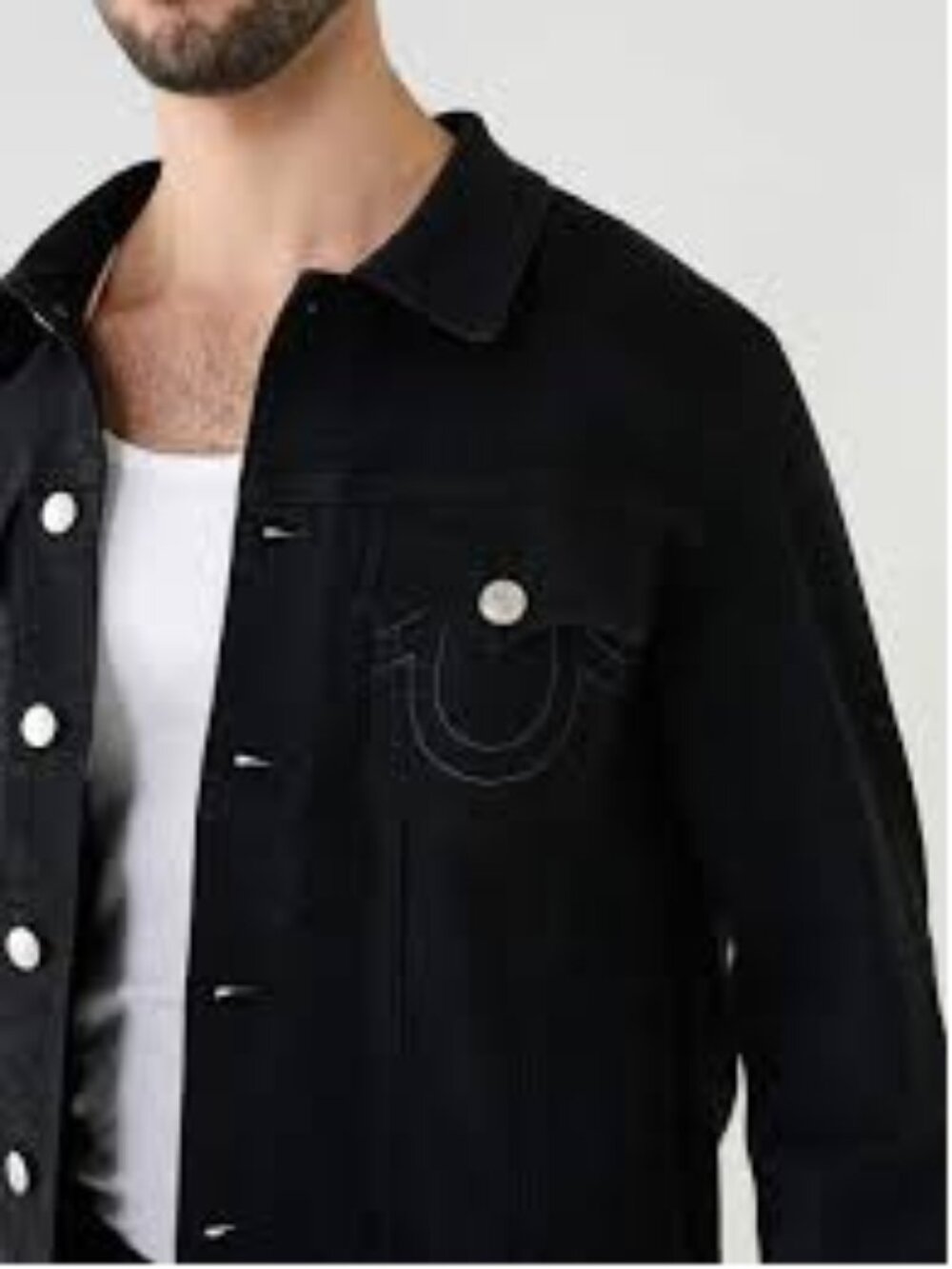 True Religion Men's Size S Jimmy Black Rinse Wash Denim Trucker Jacket
